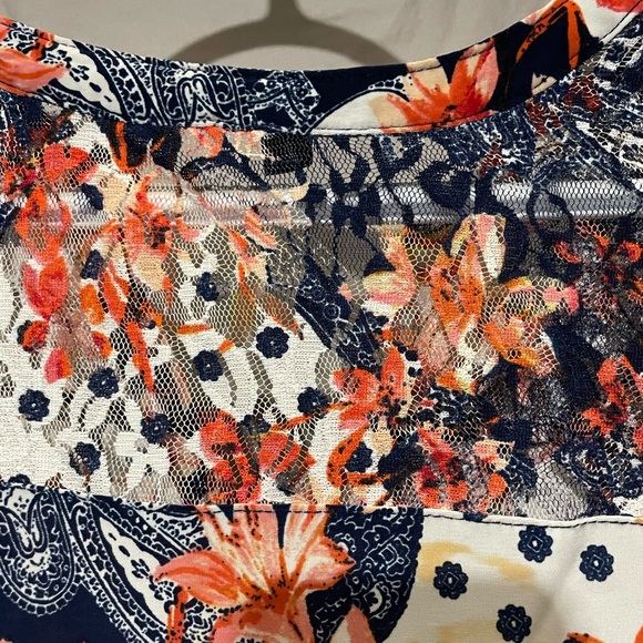 Cocomo Women's Tunic Blouse Plus 1X Floral Paisley Pleated Stretch Short Sleeve - Picture 5 of 7